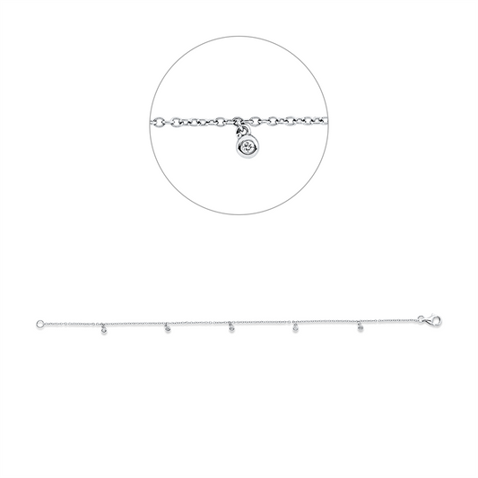 Armband 18 kt WG, 5 Brill. 0,05 ct, TW-si