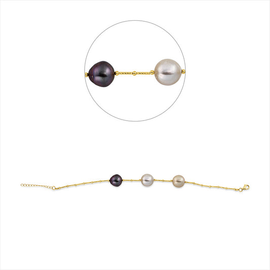 Armband 18 kt GG, 1 SS gold 11 mm, 1 SS weiß 11 mm, 1 TA schwarz 11 mm