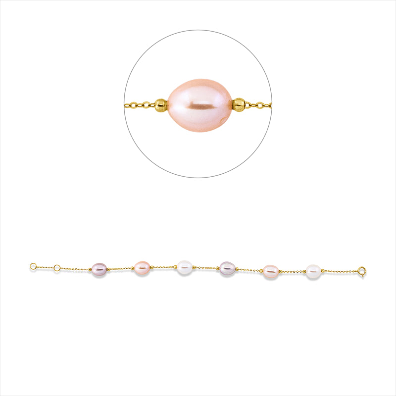 Armband 18 kt GG, 6 ZP fancy 7,5 mm