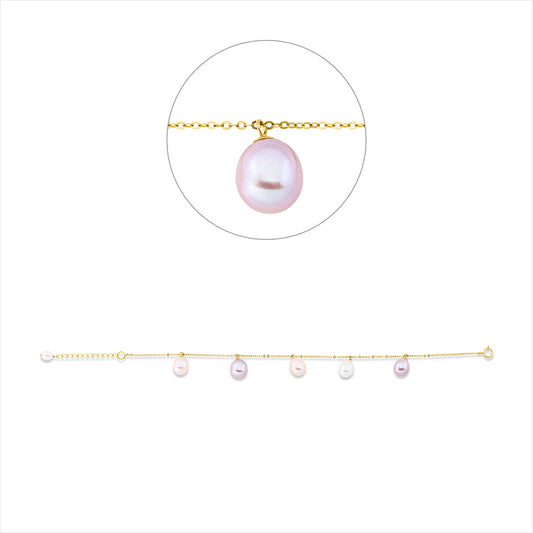Armband 18 kt GG, 4 ZP fancy 7 mm, 1 ZP fancy 4,5 mm, 1 ZP fancy 8 mm