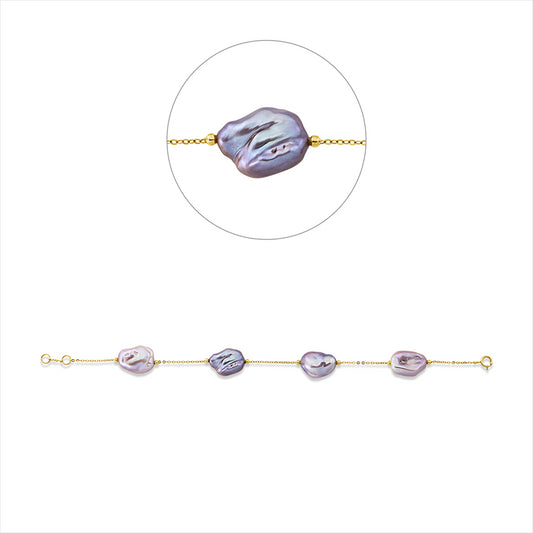Armband 18 kt GG, 4 ZP, barock lila 11 mm