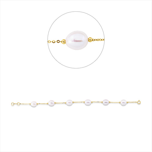 Armband 18 kt GG, 6 ZP weiß 8 mm
