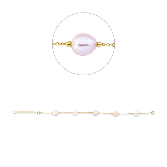 Armband 18 kt GG, 1 ZP fancy 4,5 mm, 5 ZP fancy 7,5 mm