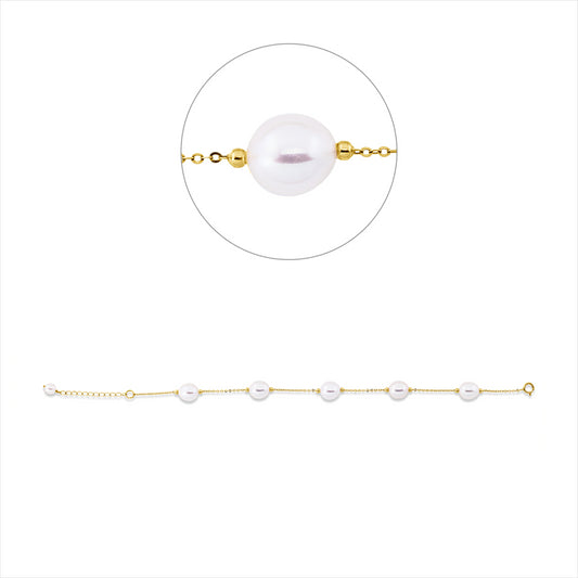 Armband 18 kt GG, 5 ZP weiß 8 mm, 1 ZP weiß 4,5 mm