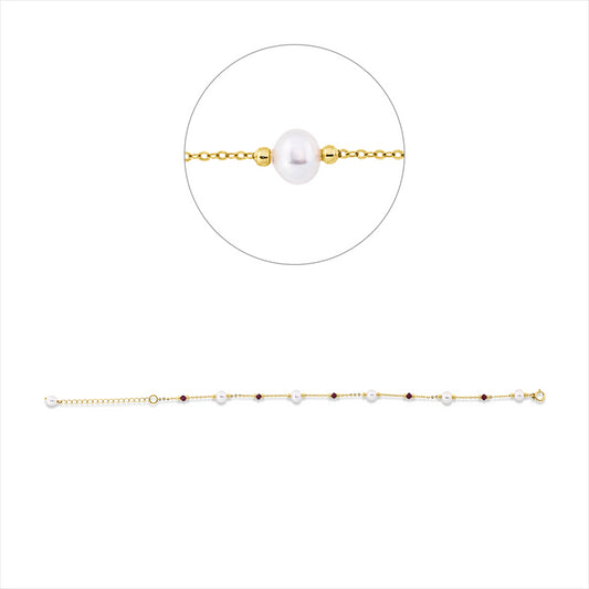 Armband 18 kt GG, mit ZÖ 18 cm, 5 Rubine 1,58 ct rot, 6 ZP weiß 4,5 mm