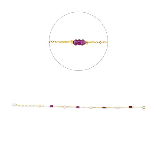 Armband 18 kt GG, mit ZÖ 18 cm, 12 Rubine 3,78 ct rot, 4 ZP weiß 4,5 mm