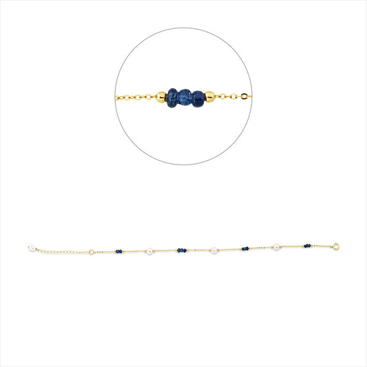 Armband 18 kt GG, 12 Saphire 1,98 ct blau, 4 ZP weiß 4,5 mm