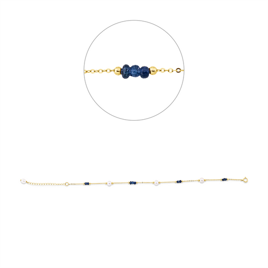 Armband 18 kt GG, 12 Saphire 2,00 ct blau, 4 SW weiß 4,5 mm