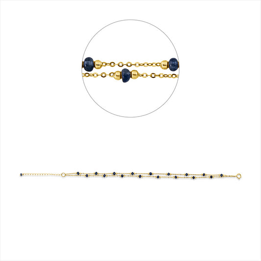 Armband 18 kt GG, mit ZÖ 18 cm, 18 Saphire 2,97 ct blau