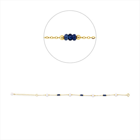 Armband 18 kt GG, mit ZÖ 18 cm, 9 Saphire 1,49 ct blau, 5 ZP weiß 4,5 mm
