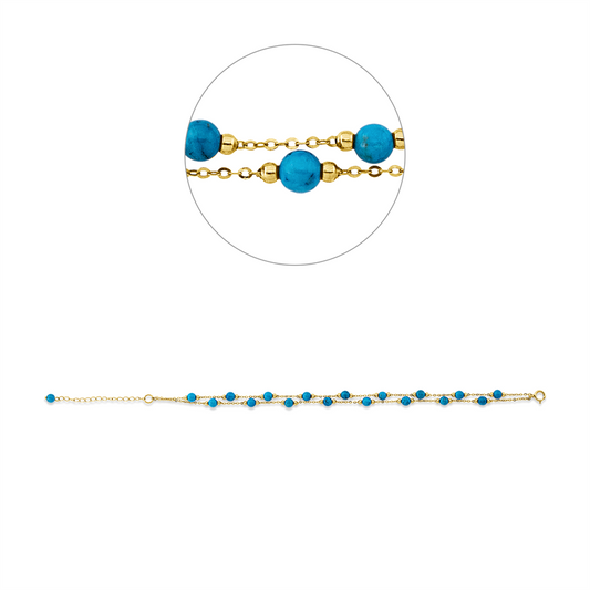 Armband 18 kt GG, mit ZÖ 18 cm, 18 Türkis 5,60 ct blau