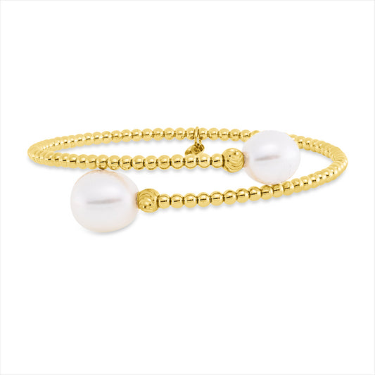 Armband 18 kt GG, 1 ZP weiß 10,5 mm, 1 ZP weiß 9,5 mm