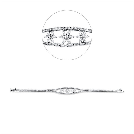 Armband 18 kt WG, 18 Nav. 0,68 ct, TW-pi, 82 Brill. 1,42 ct, TW-pi
