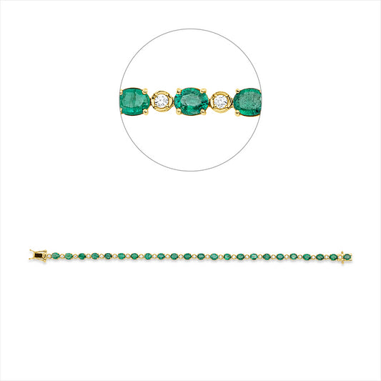Armband 18 kt GG, 23 Brill. 0,47 ct, TW-si, 23 Smaragde 5,23 ct grün