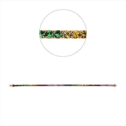 Armband 18 kt RG, 70 Saphire 5,10 ct fancy