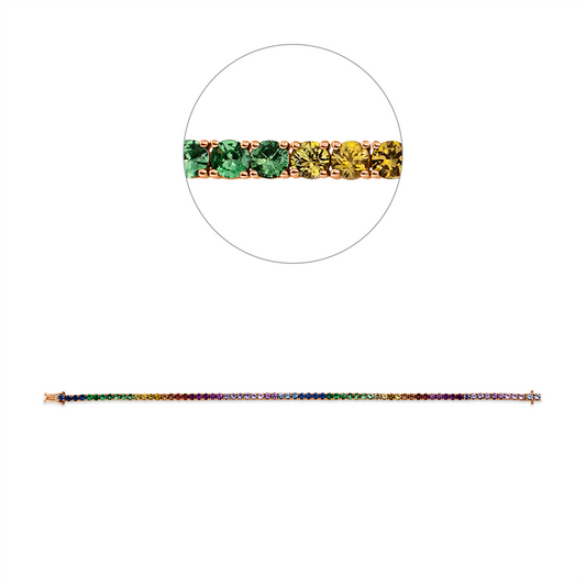 Armband 18 kt RG, 70 Saphire 5,16 ct fancy