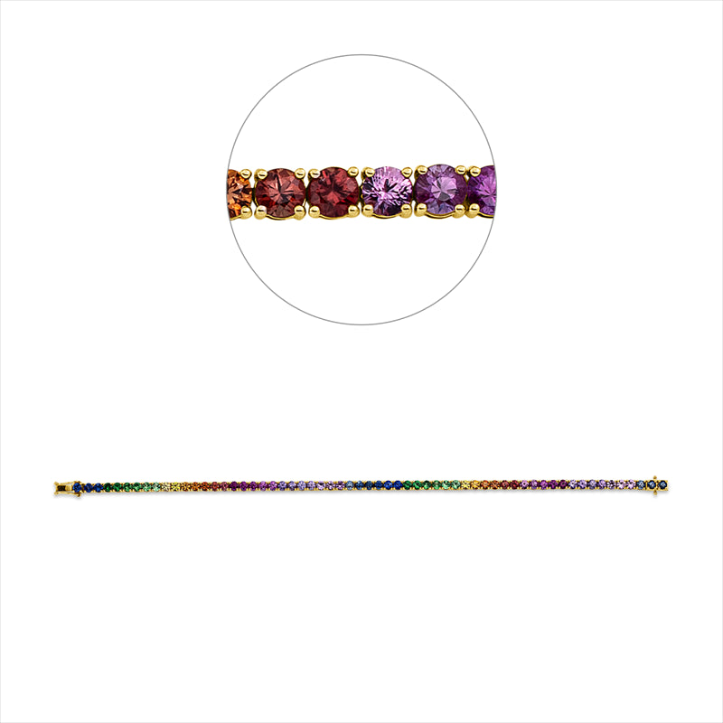 Armband 18 kt RG, 61 Saphire 7,08 ct fancy