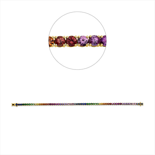 Armband 18 kt RG, 61 Saphire 7,08 ct fancy