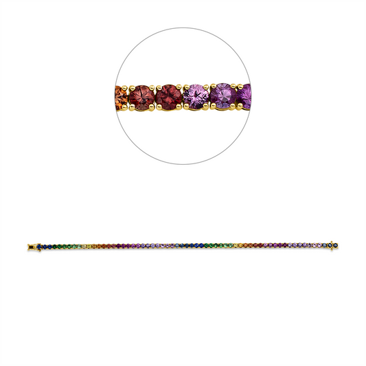 Armband 18 kt RG, 61 Saphire 7,08 ct fancy