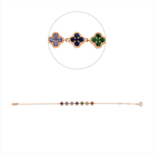 Armband 18 kt RG, mit ZÖ 15 cm,16.5cm, 35 Saphire 0,74 ct fancy