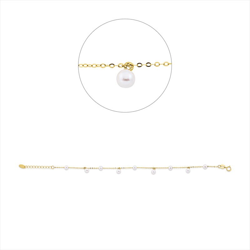 Armband 18 kt GG, mit ZÖ 16 cm, 9 SW weiß 3,5 mm