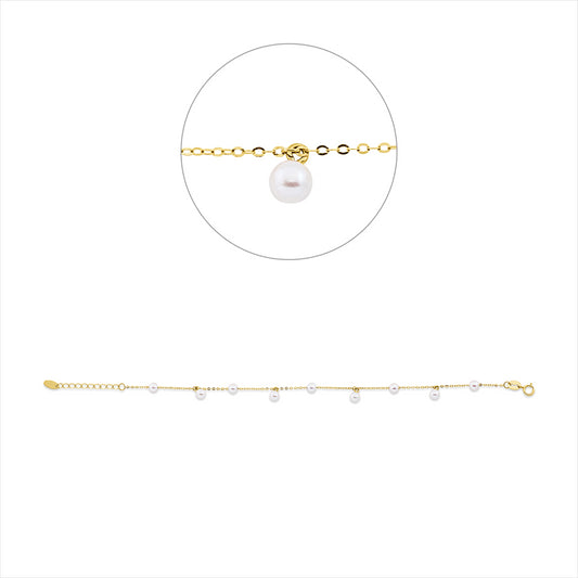 Armband 18 kt GG, mit ZÖ 16 cm, 9 SW weiß 3,5 mm