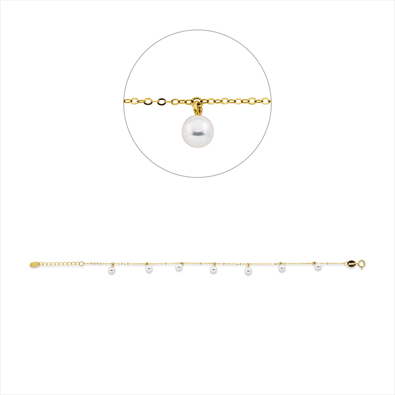 Armband 18 kt GG, mit ZÖ 16 cm, 7 SW weiß 4 mm