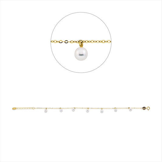 Armband 18 kt GG, mit ZÖ 16 cm, 7 SW weiß 4 mm