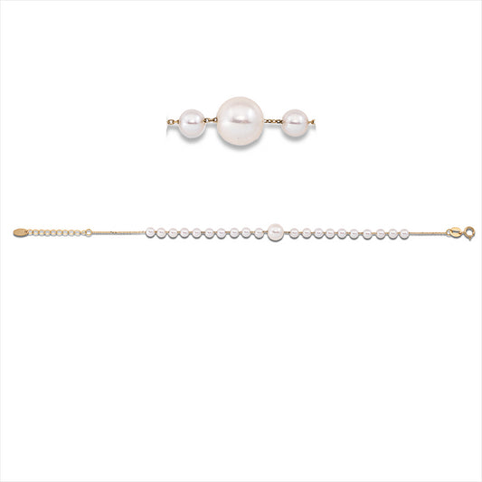 Armband 18 kt GG, mit ZÖ 16 cm, 1 SW weiß 6,6 mm, 20 SW weiß 3,5 mm