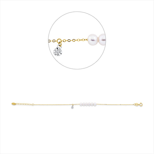 Armband 18 kt GG+WG, mit ZÖ 16 cm, 1 Brill. 0,01 ct, W-si, 6 SW weiß 4 mm