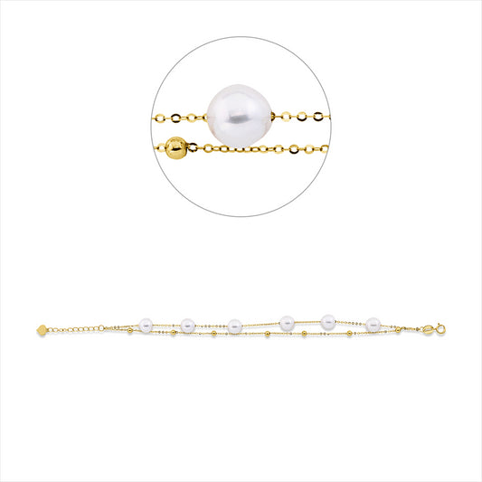 Armband 18 kt GG, mit ZÖ 16 cm, 6 SW weiß 6,5 mm