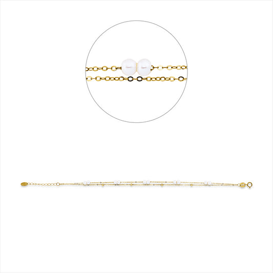 Armband 18 kt GG, mit ZÖ 16 cm, 10 SW weiß 3 mm