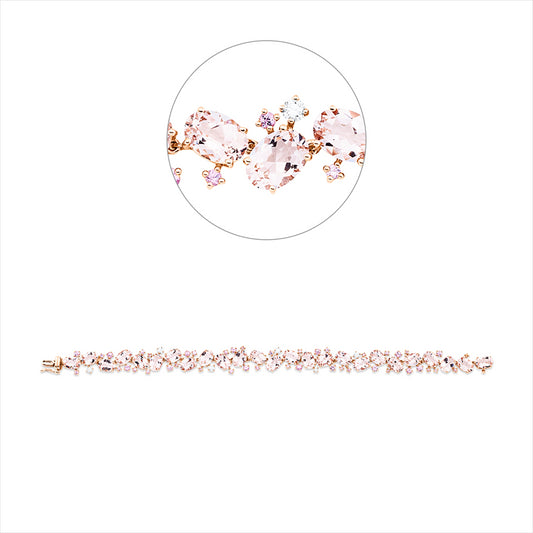 Armband 18 kt RG, 6 Brill. 0,32 ct, TW-si, 25 Morganit 17,50 ct pink, 43 Saphire 1,88 ct pink