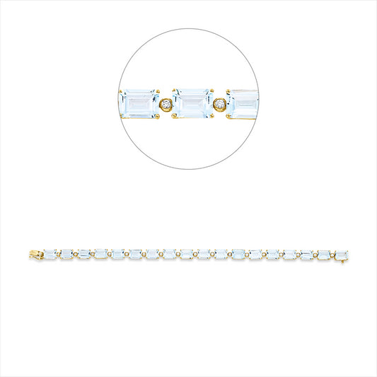 Armband 18 kt GG, 18 Brill. 0,30 ct, TW-si, 18 Topase 20,90 ct sky blue