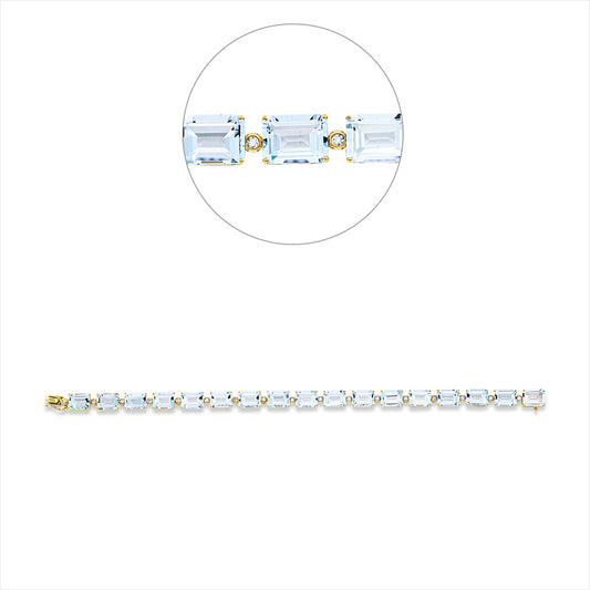 Armband 18 kt GG, 17 Brill. 0,27 ct, TW-si, 17 Topase 32,50 ct sky blue