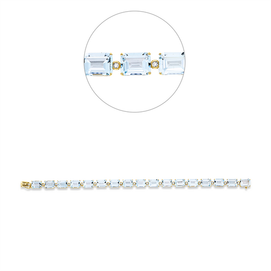 Armband 18 kt GG, 17 Brill. 0,27 ct, TW-si, 17 Topase 30,20 ct sky blue