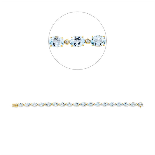 Armband 18 kt GG, 18 Brill. 0,29 ct, TW-si, 18 Topase 14,50 ct sky blue