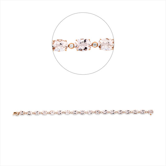 Armband 18 kt RG, 18 Brill. 0,29 ct, TW-si, 18 Morganit 11,70 ct rosa