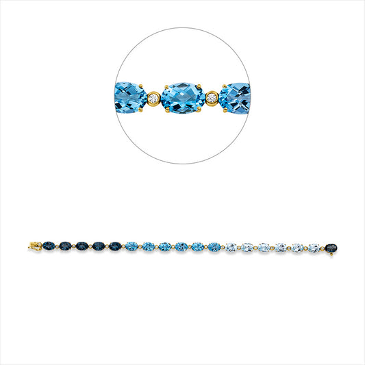 Armband 18 kt GG, 18 Brill. 0,29 ct, TW-si, 18 Topase 16,80 ct multicolor