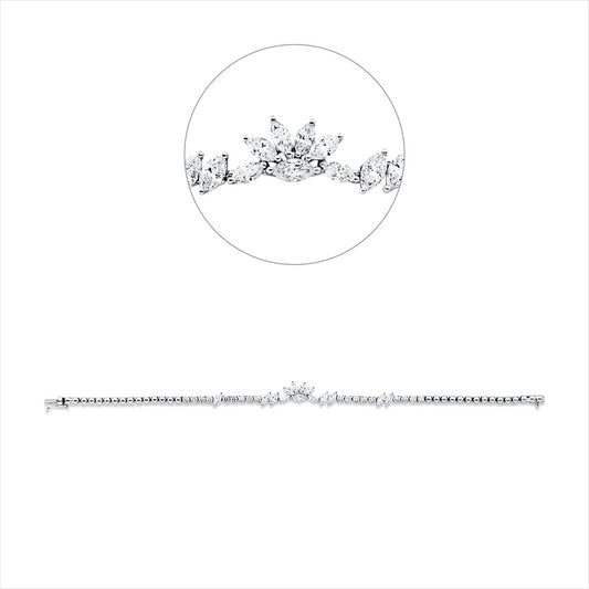 Armband 18 kt WG, 6 Nav. 0,55 ct, F-si, 8 Nav. 1,13 ct, F-si, 18 Brill. 1,34 ct, F-si
