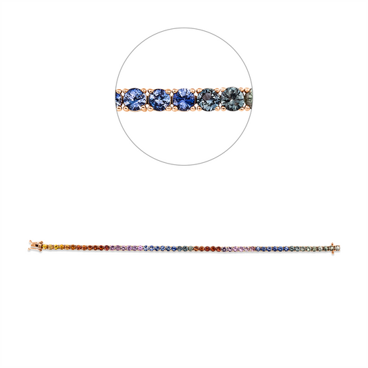 Armband 18 kt RG+WG, 53 Saphire 7,42 ct fancy