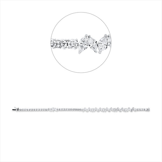 Armband 18 kt WG, 22 Nav. 3,24 ct, F-si, 5 Tropfen 0,94 ct, F-si, 30 Brill. 3,31 ct, F-si