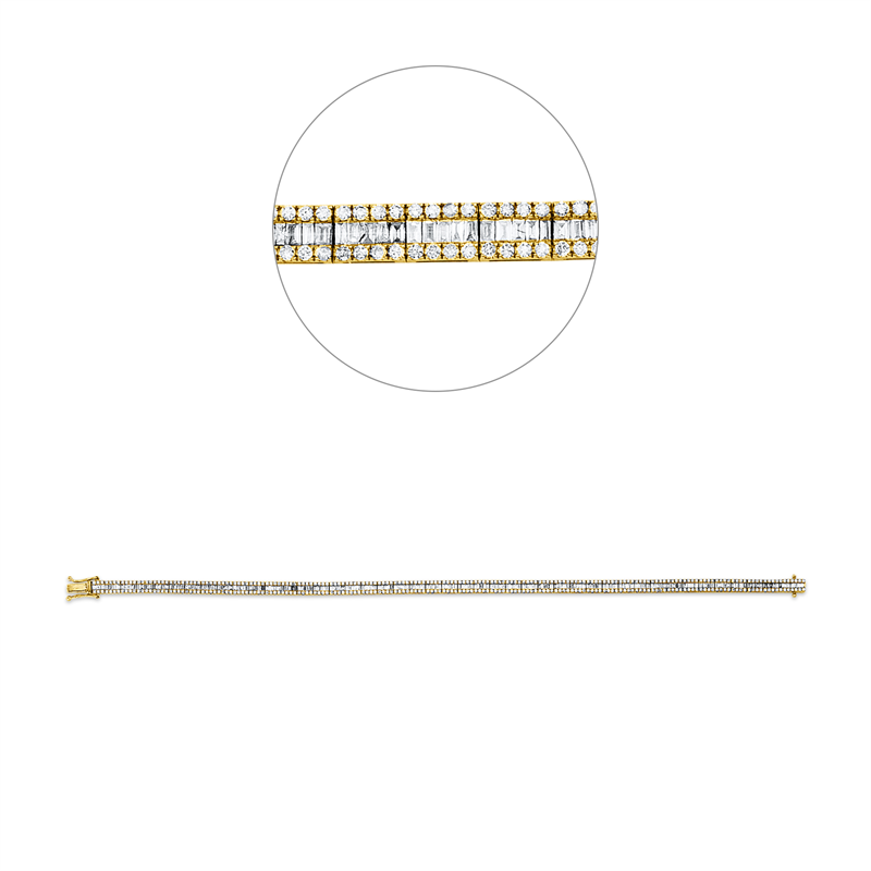 Armband 18 kt GG+WG, 225 Bag. 0,93 ct, F-si, 356 Brill. 0,97 ct, F-si