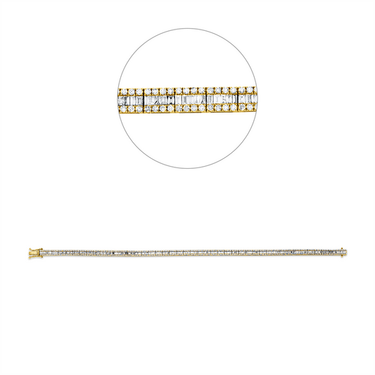 Armband 18 kt GG+WG, 225 Bag. 0,93 ct, F-si, 356 Brill. 0,97 ct, F-si