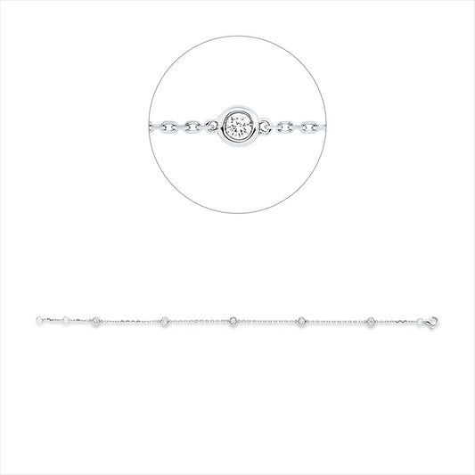 Armband 18 kt WG, mit ZÖ 16,5 cm, 5 Brill. 0,32 ct, TW-si