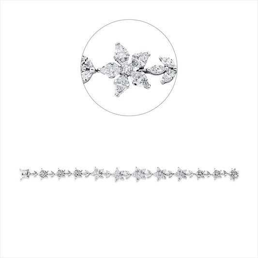 Armband 18 kt WG, 18 Nav. 0,97 ct, 50 Tri.Sond. 2,58 ct, TW-vsi/si, 5 Brill. 0,10 ct, TW-si