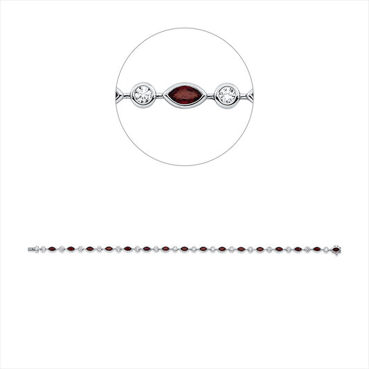 Armband 18 kt WG, 16 Brill. 0,70 ct, TW-si, 16 Rubine 2,21 ct rot
