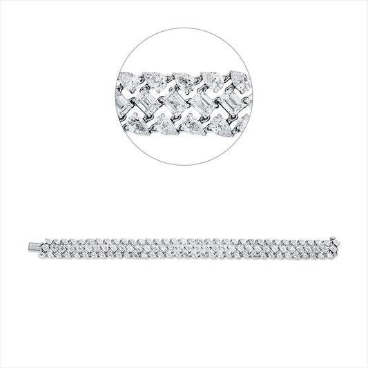 Armband 18 kt WG, 35 Sm.schliff 10,75 ct, gelb-vsi, 70 Tropfen 11,34 ct, TW-si