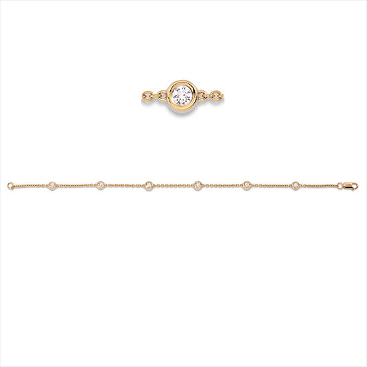 Armband 18 kt GG, 3 Brill. 0,24 ct, TW-si, 3 Brill. 0,18 ct, TW-si