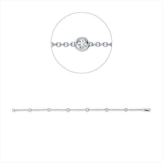 Armband 18 kt WG, 3 Brill. 0,24 ct, TW-si, 3 Brill. 0,19 ct, TW-si